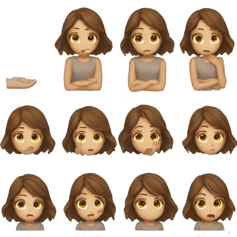 Girl begging brown hair sad emoji