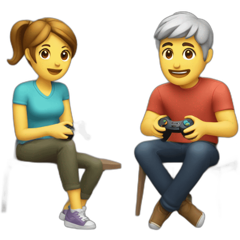 couple playing video game together emoji