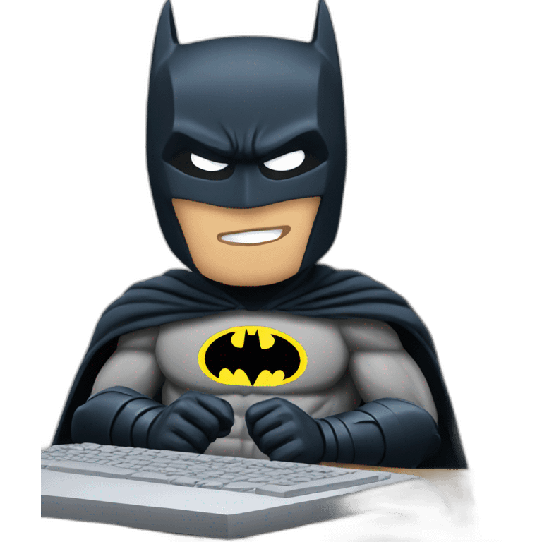 Batman using computer emoji