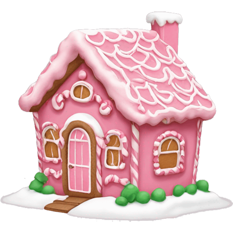 Cute pink gingerbread house emoji