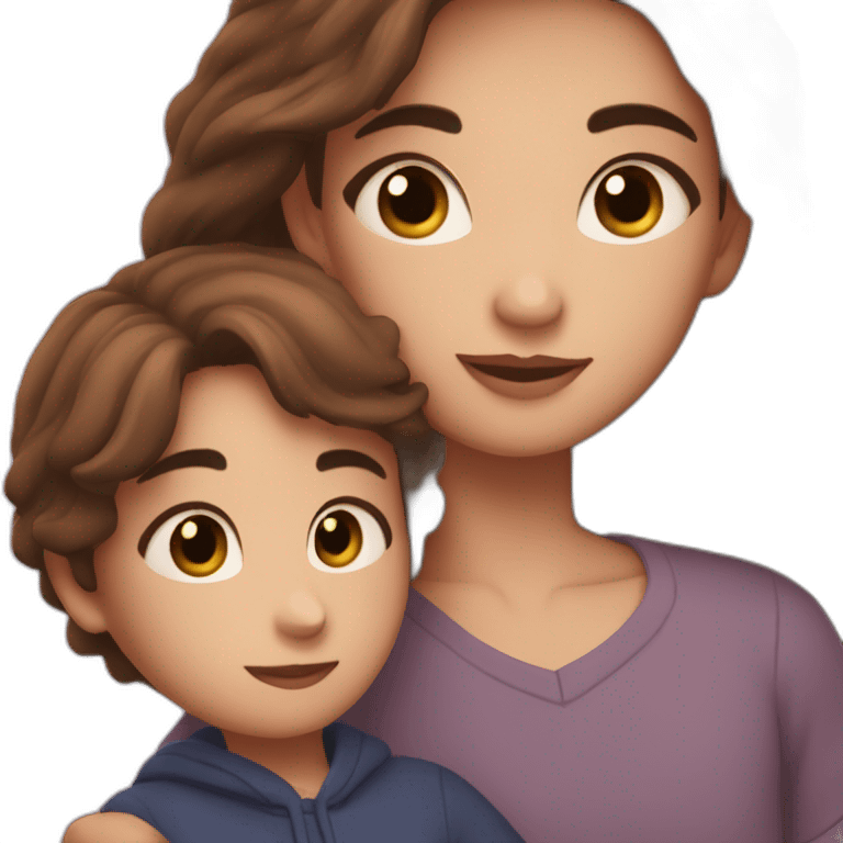 Beautiful Girl with long brown hair and boy with short brown hair cuddling at night emoji