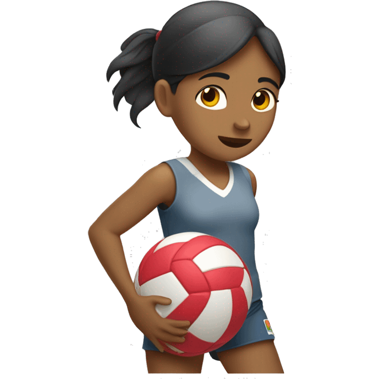 Una niña rematando un balón de voley emoji