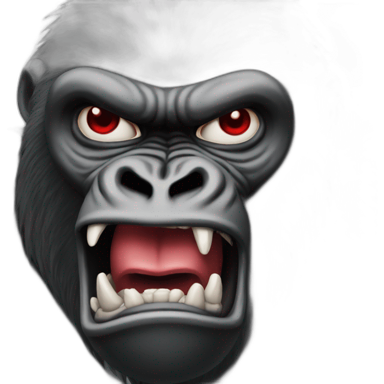 Gorilla with red eyes screaming looking with a black and red cap emoji