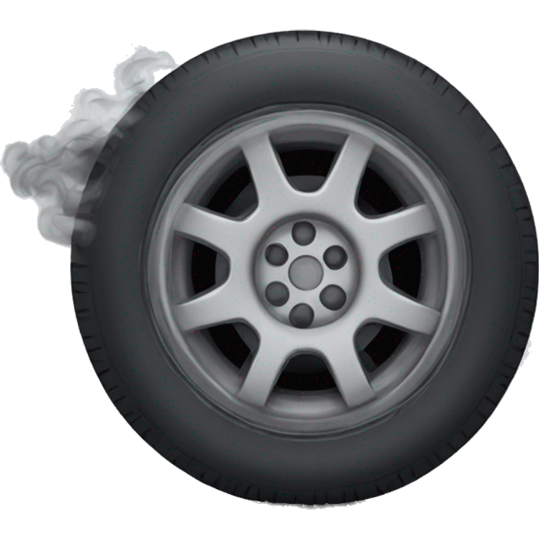 car wheel with smoke from under the tire emoji