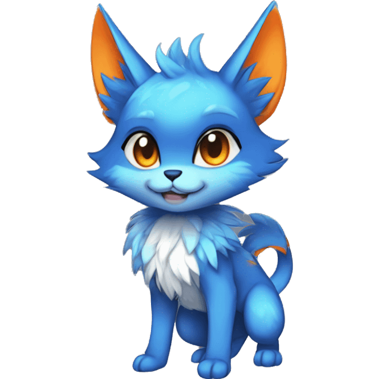 Anthro-Edgy-Cool-Blue-Orange-Contrast-Colors-Fantasy-Fur-Sona-Chibi-Shiny-Fakémon-Hybrid full body emoji