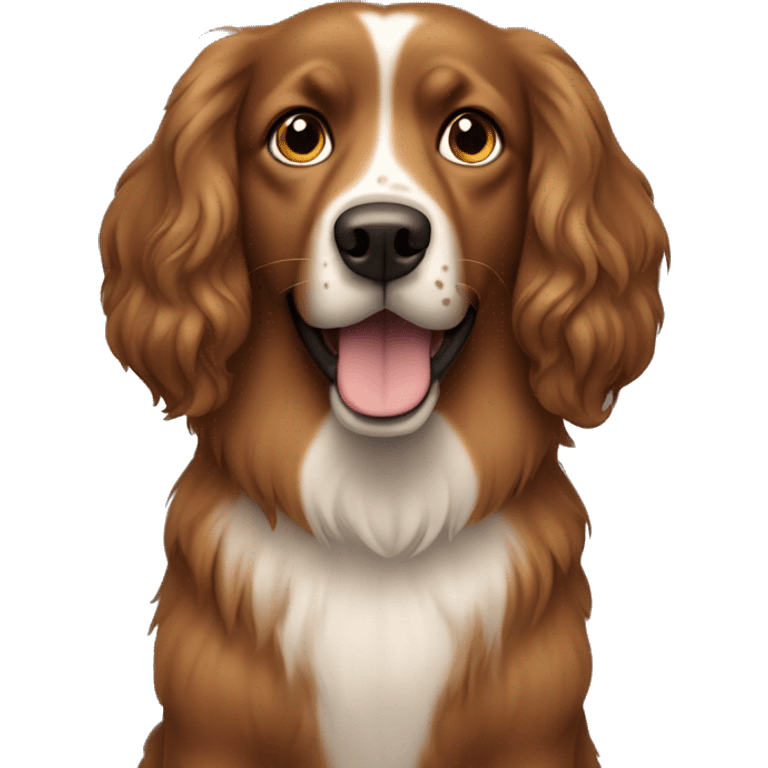 Brown longhaired dog with standing ears and dark-brown freckles over is face emoji