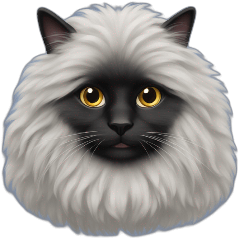 A full black angora cat emoji