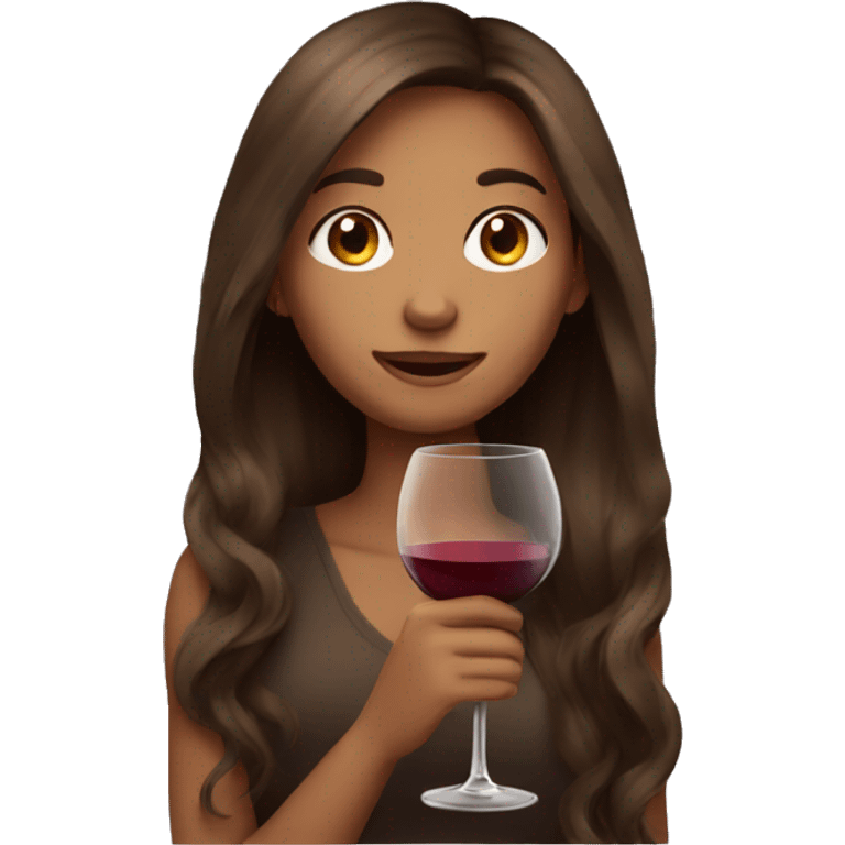 brown long hair girl with wine glas emoji