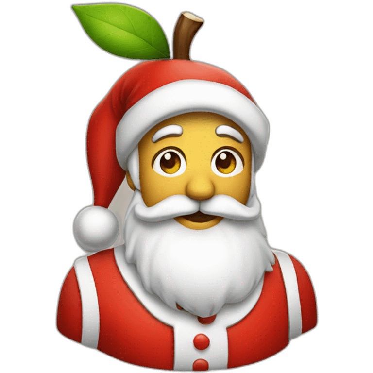 An apple wearing a Santa Claus dress emoji