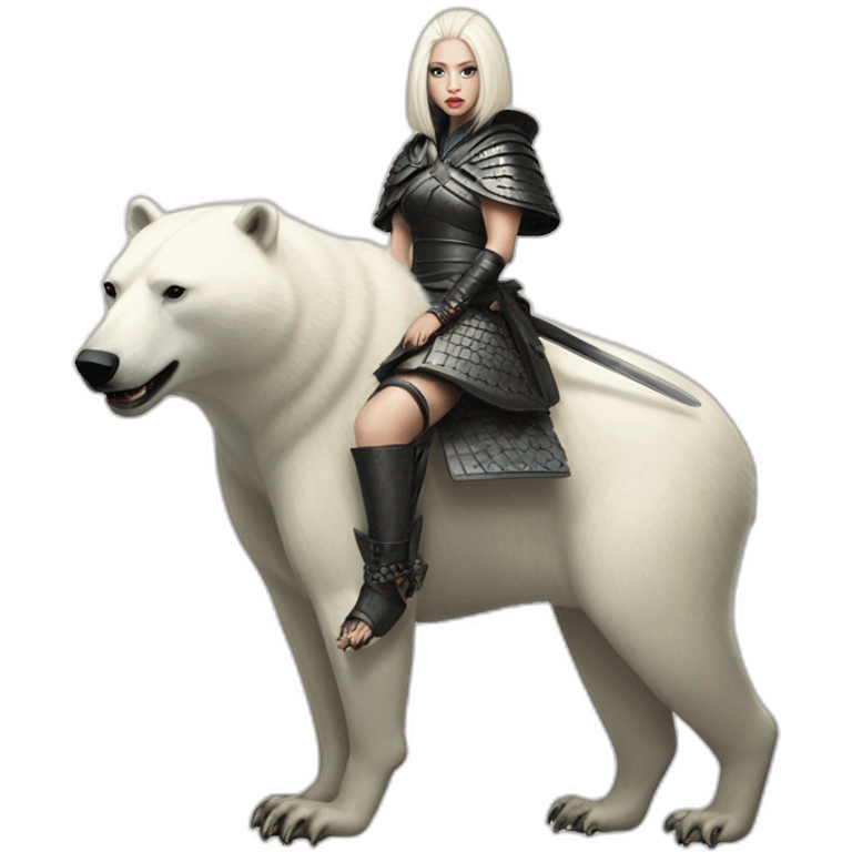 Samurai outfit Lady Gaga riding Polar Bear emoji