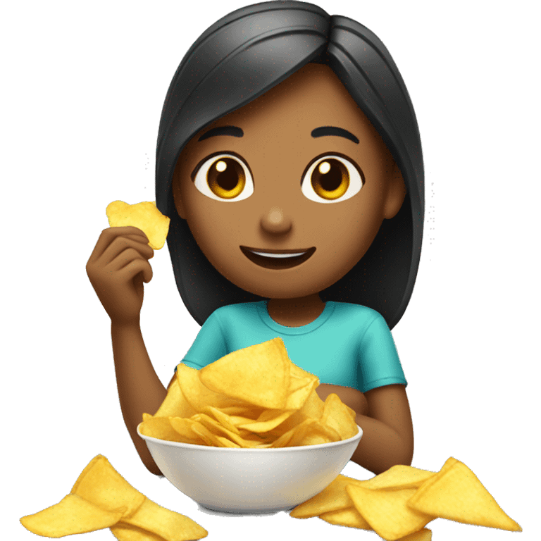 Girl eating chips emoji