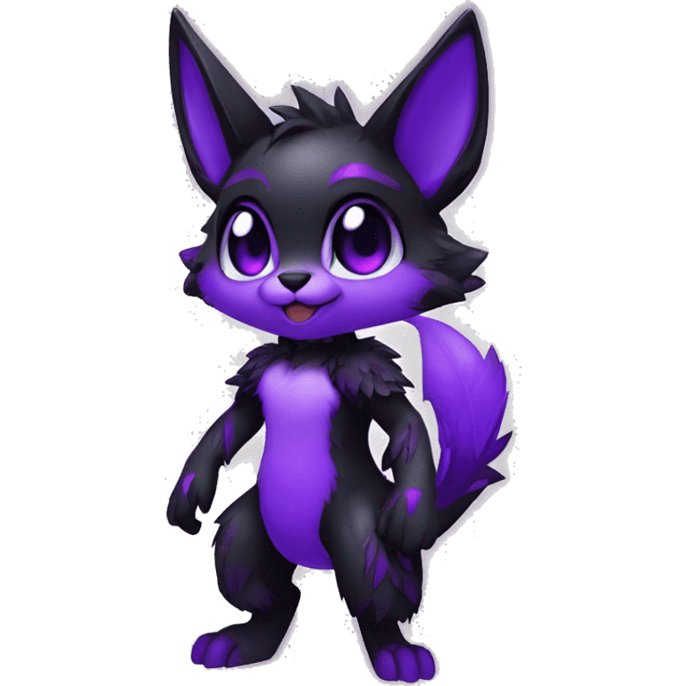 Anthro-Edgy-Cool-Black-Purple-Contrast-Colors-Fantasy-Fur-Sona-Chibi-Shiny-Fakémon-Hybrid full body emoji