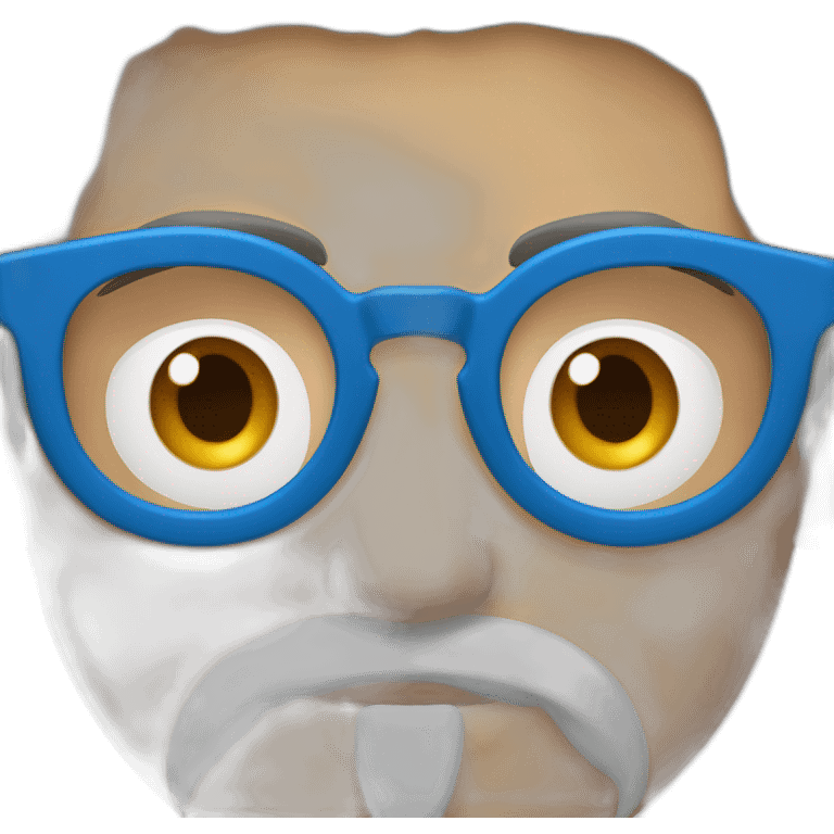 cara de hombre con barba blanca, lentes azules redondos, cejas café intenso, sorprendido emoji