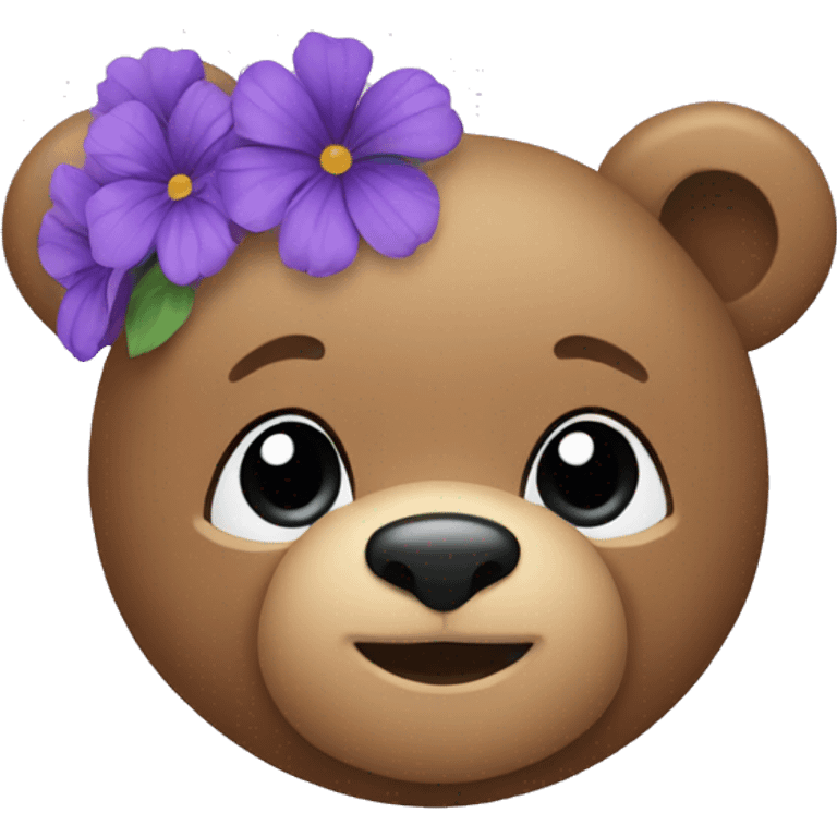 Teddy bear with purple flowers emoji