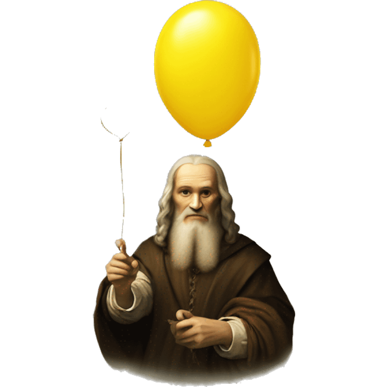 leonardo da Vinci holds a yellow balloon in his hand emoji