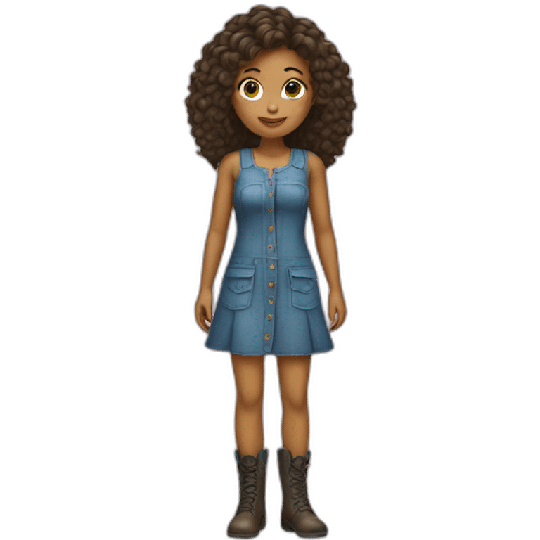 Girl with dress with boots emoji