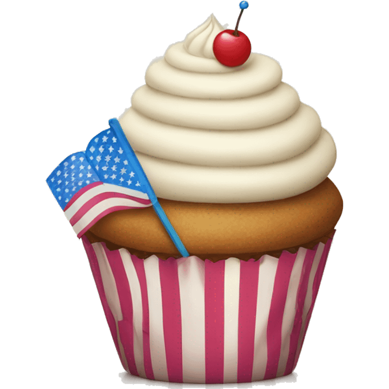 Happy cupcake with an American flag emoji