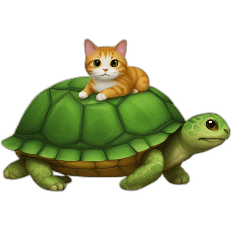 A cat on a turtle emoji