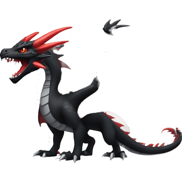 cool edgy black and red Dark-type nargacuga dragon Pokémon full body emoji