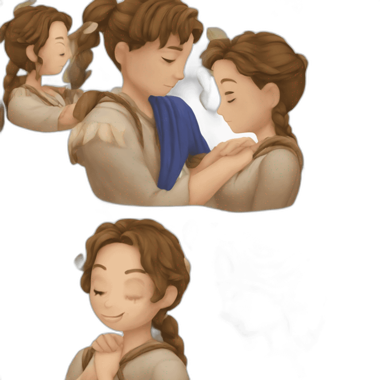 young metis Man and young white woman hug love emoji