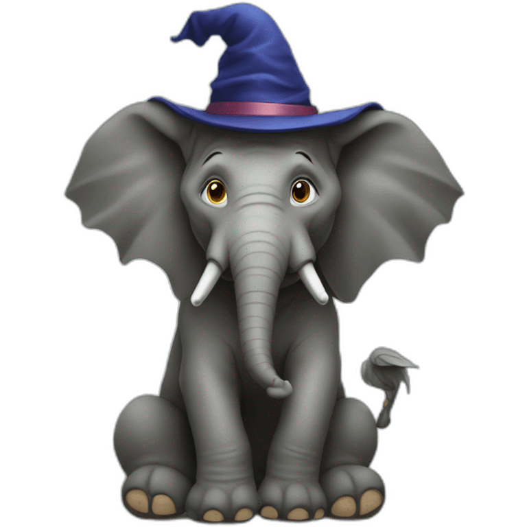 Sorcière sur éléphant emoji