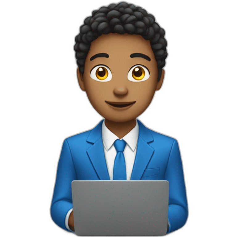 Teenager in a blue suit with laptop  emoji