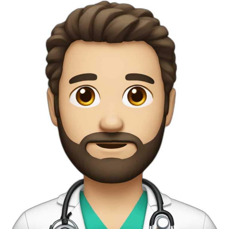 white doctor brown beard and short black hair on the head emoji