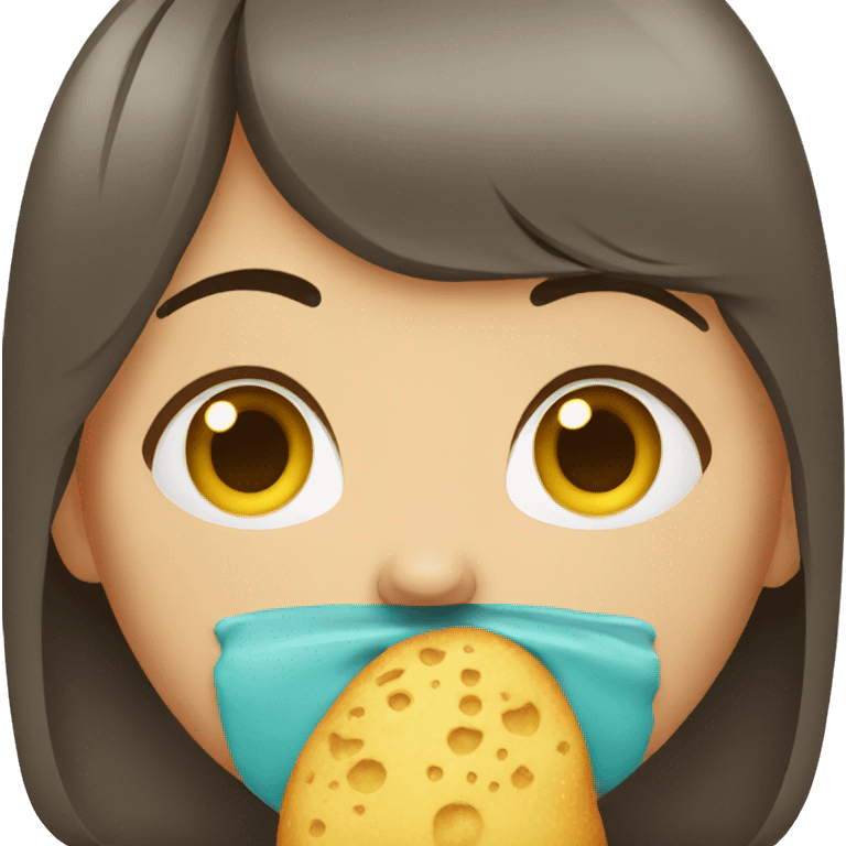 Woman crying and eating emoji