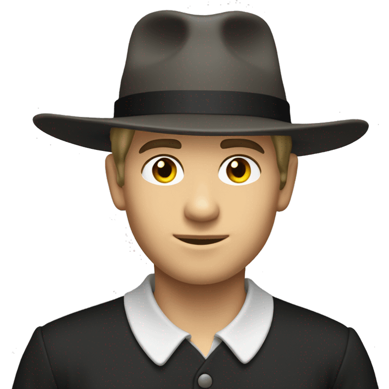 young white skin amish man straw hat no mustache emoji