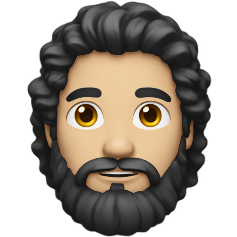 white man with long curly black hair and a beard only face emoji