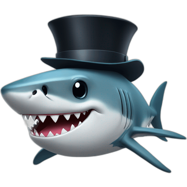 Shark with a top hat emoji