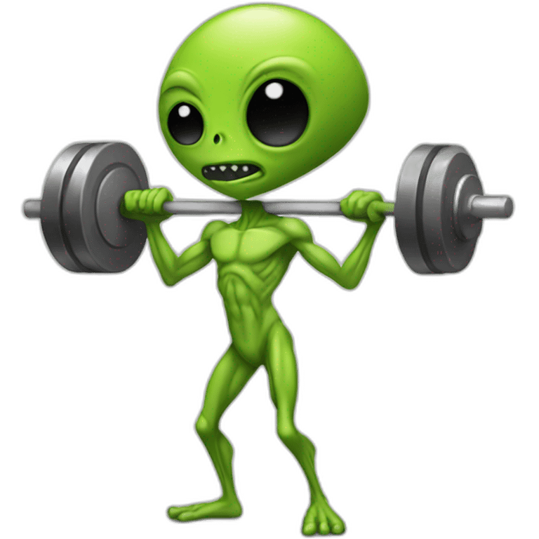 skinny alien holding a barbell emoji