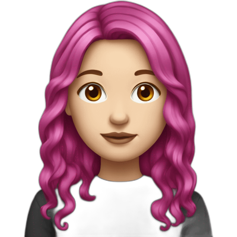 White girl with medium long magenta hair  emoji