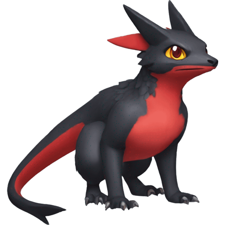 Cute cool black red nargacuga animal hybrid Fakemon full body emoji