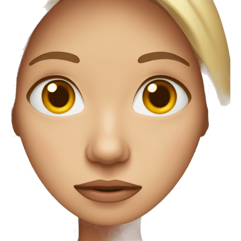 Woman Breathe after crying with watery eyes with light brown hair and flushed with red nose emoji