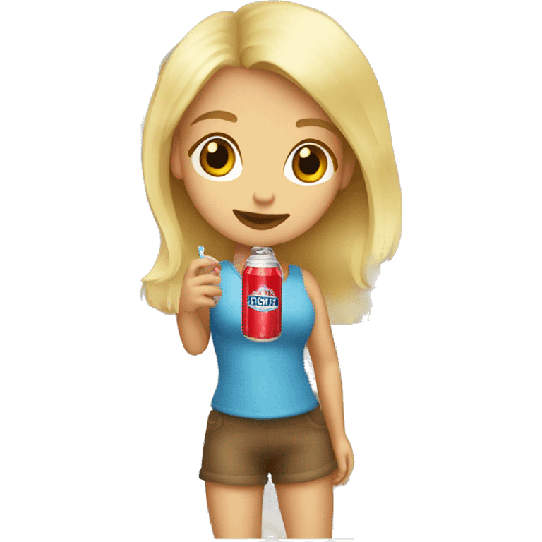 girl with blonde hair drinking soda  emoji