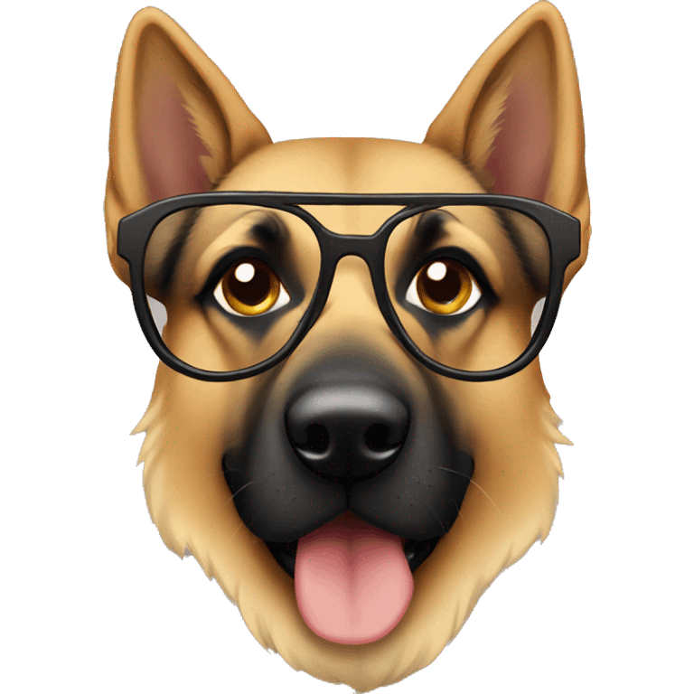 German shepard wearing glasses emoji