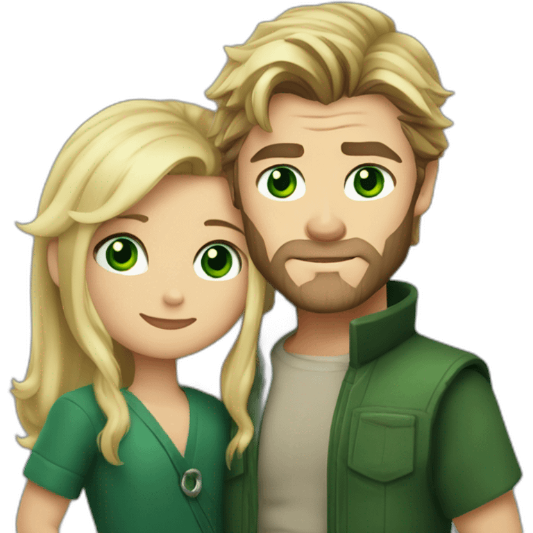 Chris hemsworth and blond girl green eyes hugging emoji