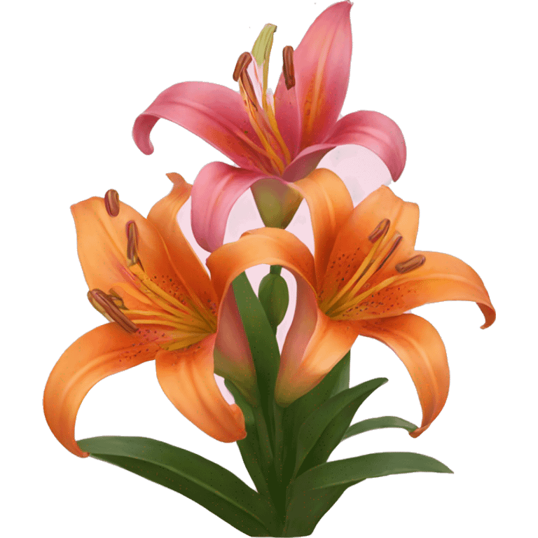 pink and orange lilies  emoji