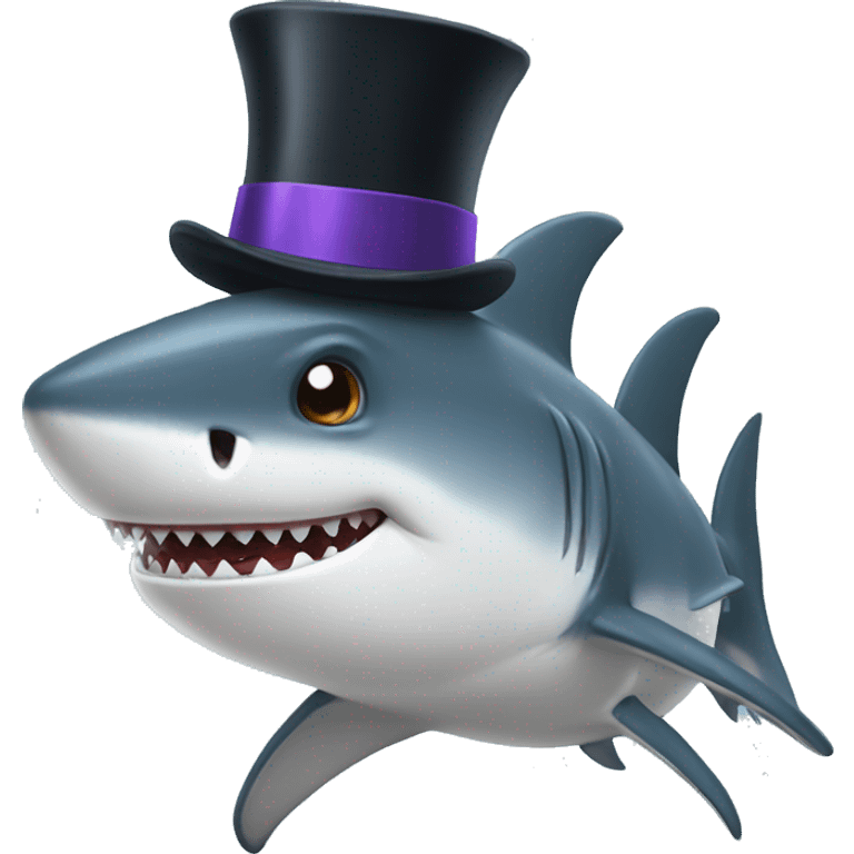 Shark with a top hat emoji