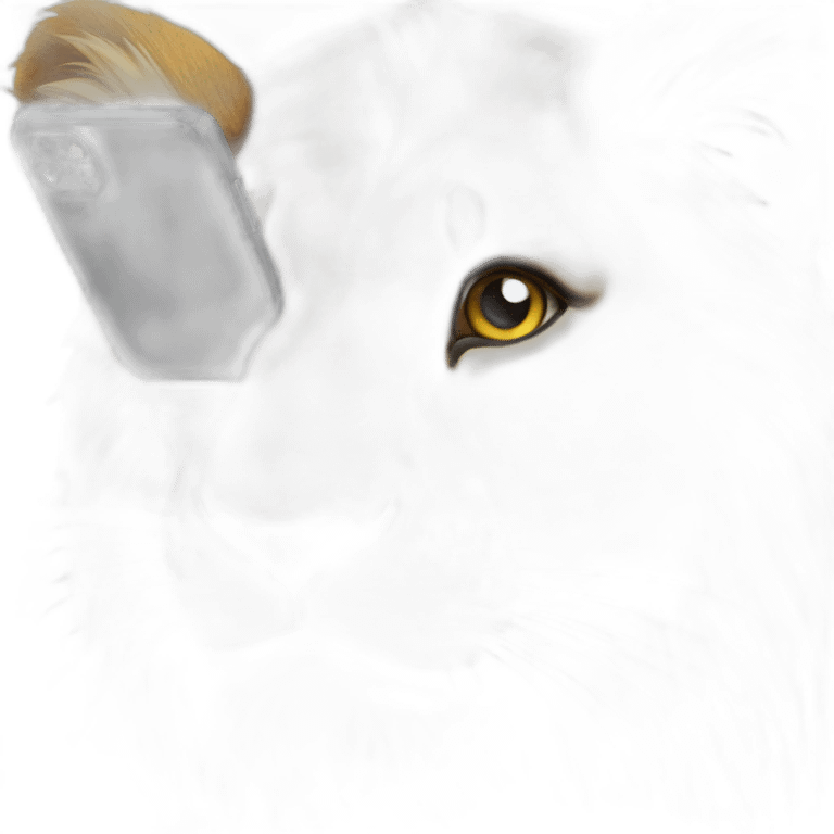 a lion takes a photo of a mouse emoji