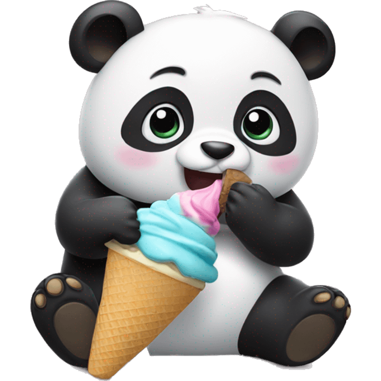 Panda eating ice cream emoji