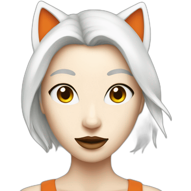 white women with kitsune mask emoji