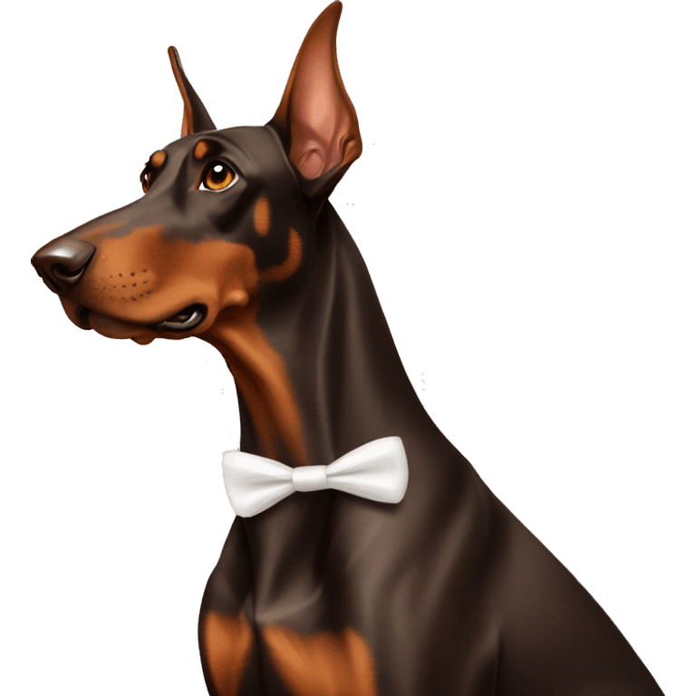 brown doberman with a white bow emoji