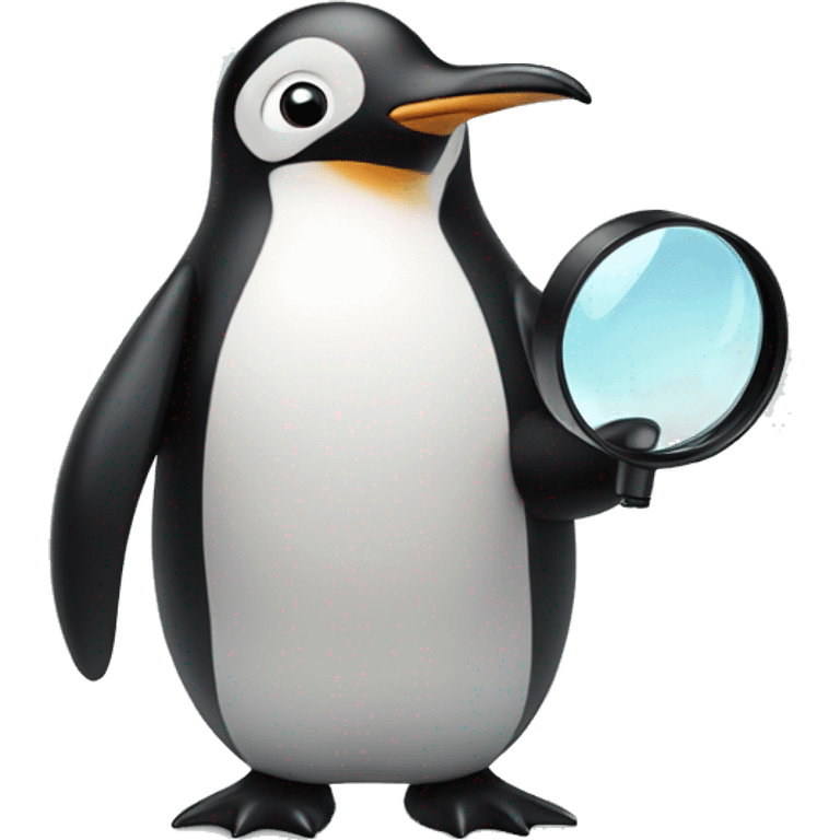 penguin holding a magnifying glass emoji