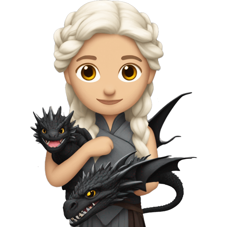 Daenerys Targaryen with black Drogon in her hands emoji