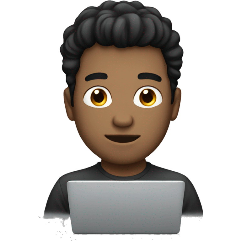 white man with black hair on his laptop emoji