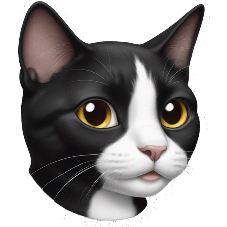 TUXEDO CAT WITH A SMALLER LEFT EAR emoji