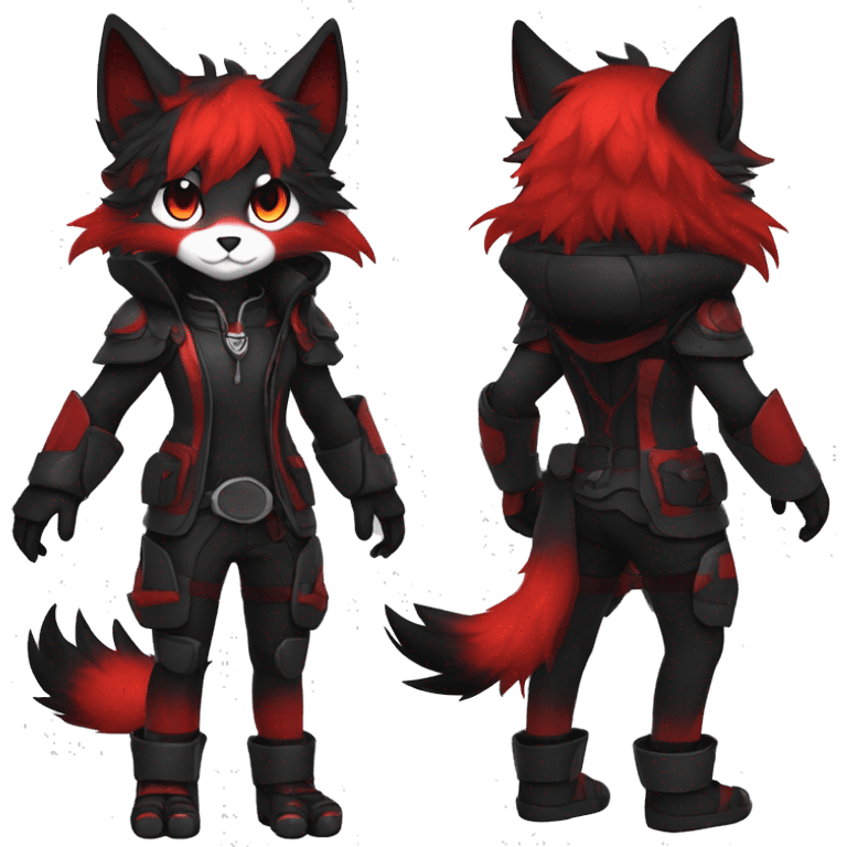 Anthro-Edgy-Cool-Dark-Black-Red-Contrast-Colors-Fantasy-Fur-Sona-Chibi-Shiny-Fakémon-Hybrid full body emoji