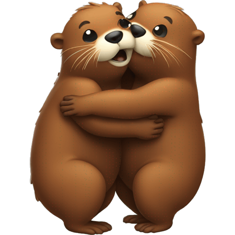 Two beavers hug emoji